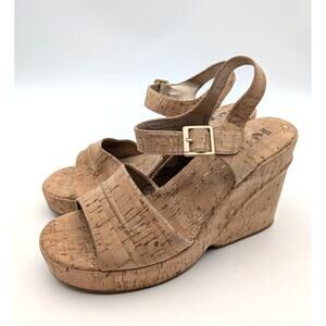 Korks Bardot II Cork Comfort Wedge Sandals Women's Natural Size US9M EU39.5
